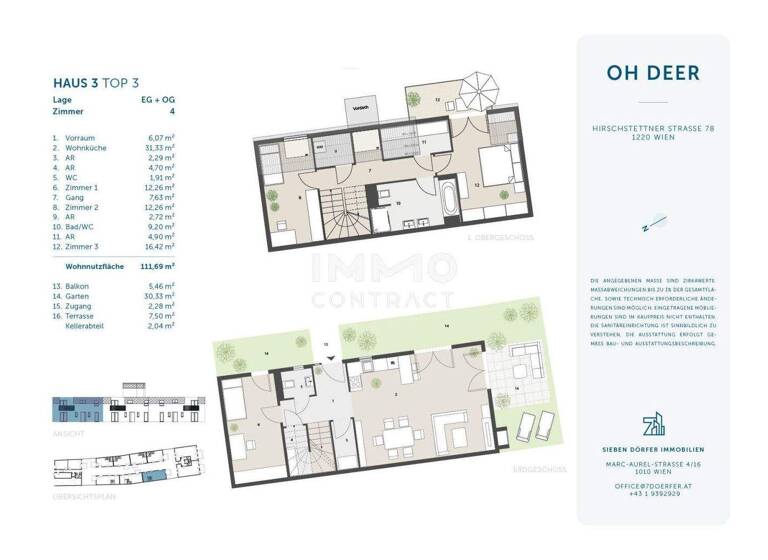 Reihenmittelhaus zum Kauf - Erstbezug provisionsfrei 622.000 € 4 Zimmer 111,7 m² Wien 1220