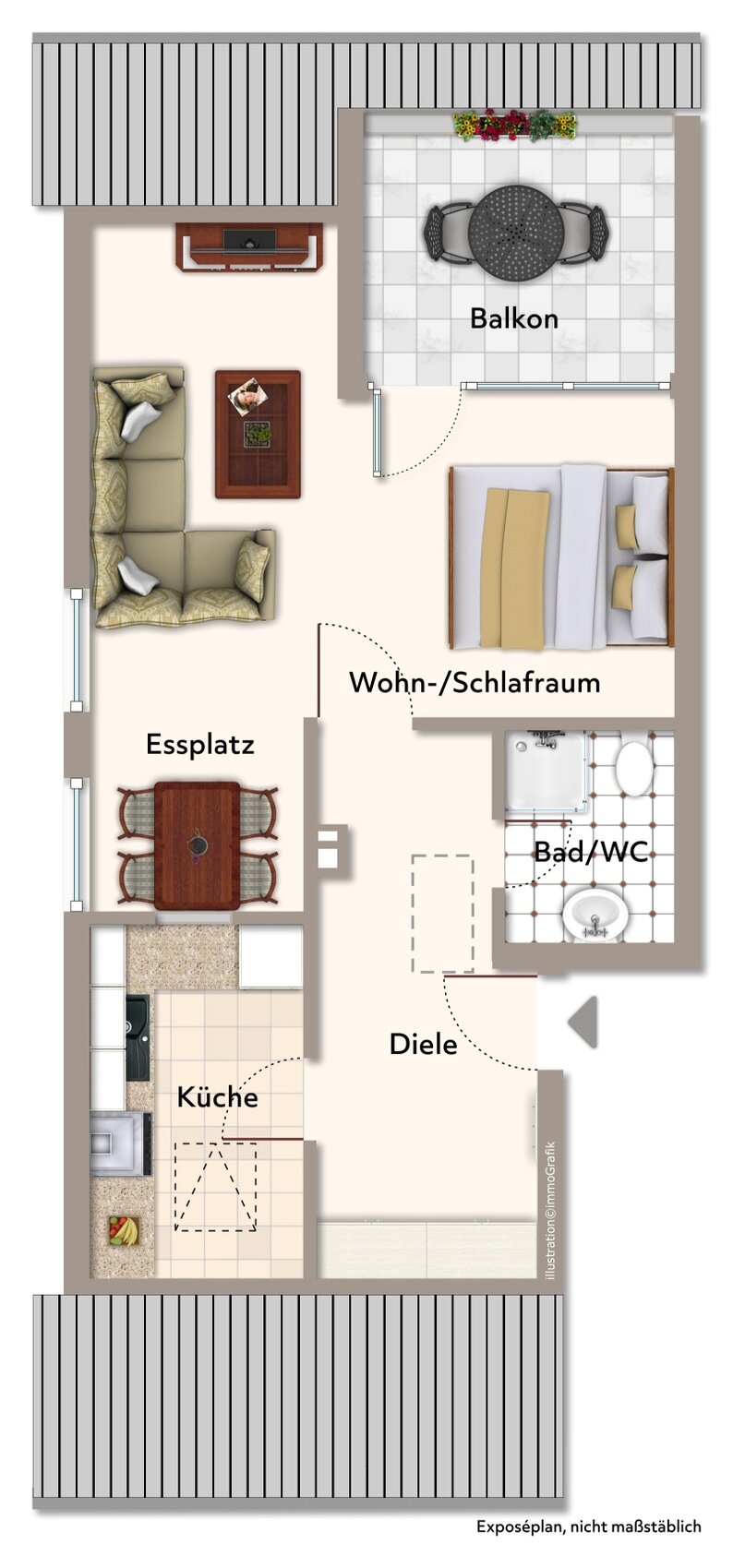 Wohnung zum Kauf 149.500 € 1 Zimmer 42,1 m²<br/>Wohnfläche 3.<br/>Geschoss Pfaffenrot Marxzell 76359