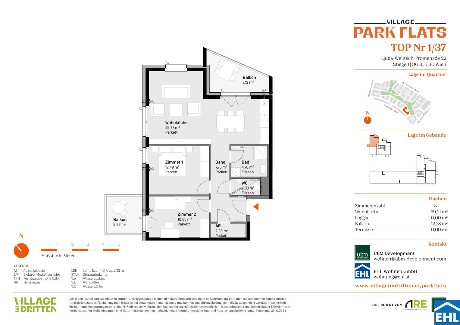 Wohnung zum Kauf 585.000 € 3 Zimmer 69,2 m²<br/>Wohnfläche 8.<br/>Geschoss Ljuba-Welitsch-Promenade Wien 1030