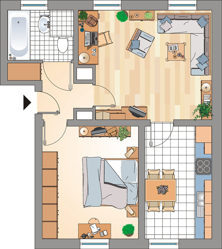 Wohnung zur Miete 349 € 3 Zimmer 47 m²<br/>Wohnfläche EG<br/>Geschoss 21.02.2025<br/>Verfügbarkeit Tecklenburger Straße 6 Resser Mark Gelsenkirchen 45892