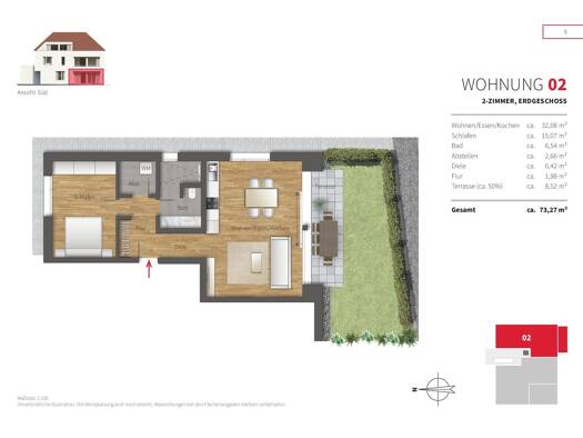 Terrassenwohnung zum Kauf - Erstbezug provisionsfrei 449.000 € 2 Zimmer 73,3 m² EG Bad Wörishofen 86825