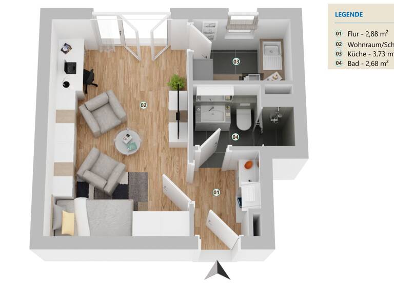 Wohnung zum Kauf 155.000 € 1 Zimmer 26,7 m²<br/>Wohnfläche EG<br/>Geschoss 01.07.2025<br/>Verfügbarkeit Haslach Freiburg im Breisgau 79115
