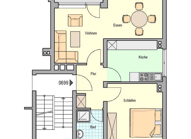 Wohnung zur Miete 442 € 2,5 Zimmer 52 m² 1. Geschoss Von-Ketteler-Str. 4 Holthausen Herne 44627