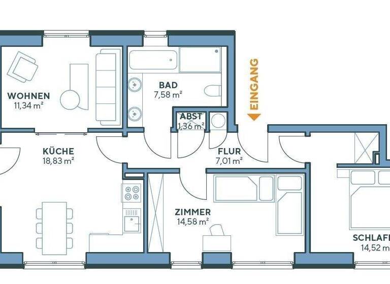 Wohnung zum Kauf - Erstbezug provisionsfrei 642.500 € 3 Zimmer 75,2 m² frei ab sofort Stellingen Hamburg 22525
