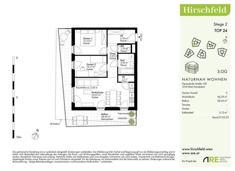 Wohnung zum Kauf - Erstbezug 420.000 € 3 Zimmer 66,2 m² 3. Geschoss Wien 1210