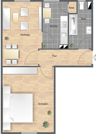 Wohnung zur Miete 537,12 € 2 Zimmer 48 m² 2. Geschoss frei ab 13.11.2024 Augustastr. 20 Oberhausen - Nord Augsburg 86154