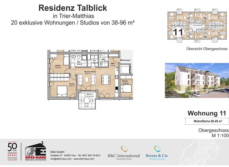 Wohnung zum Kauf provisionsfrei 428.210 € 3 Zimmer 89,5 m² Pellingerstraße 95 Weismark-Feyen Trier 54296