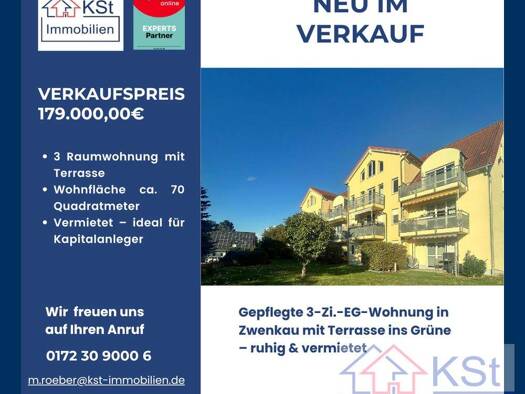 Wohnung zum Kauf 179.000 € 3 Zimmer 70 m² EG Zwenkau 04442