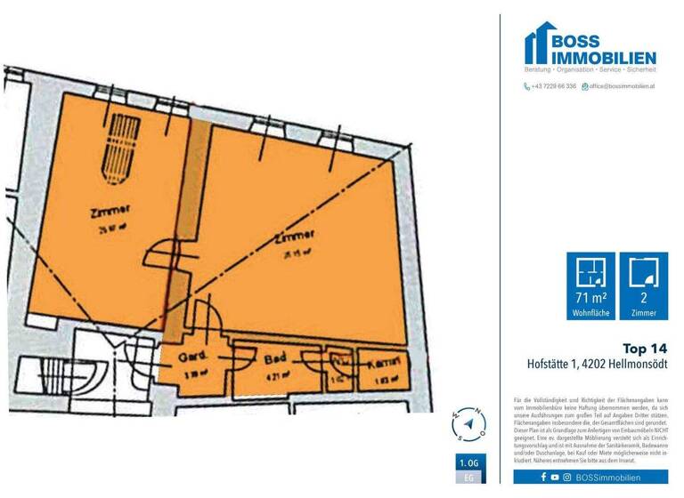 Wohnung zur Miete 482 € 2 Zimmer 71 m² 1. Geschoss frei ab 01.05.2026 Hofstätte 1 Hellmonsödt 4202