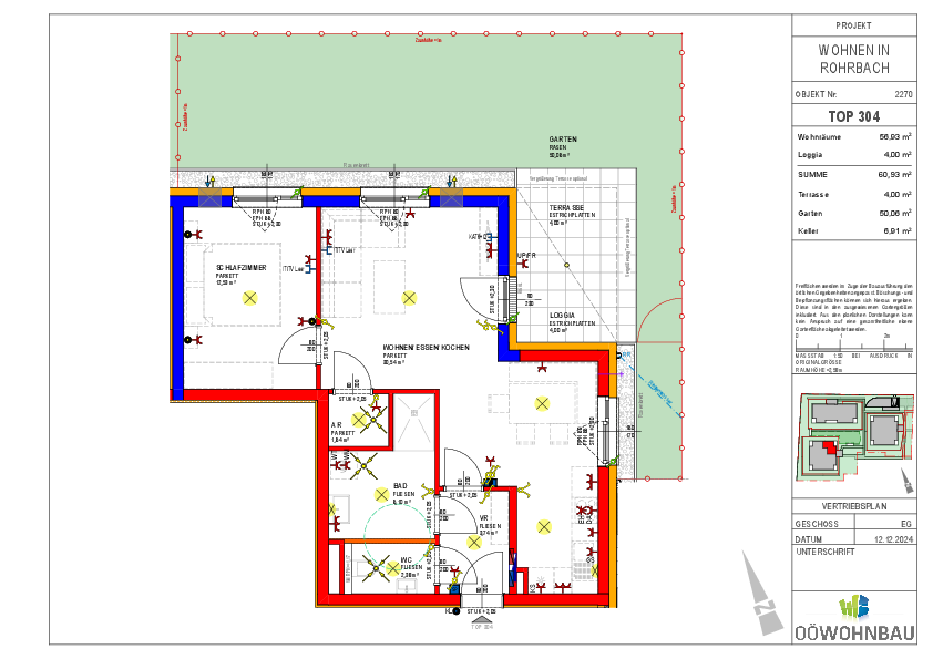 Wohnung zur Miete 632 € 2 Zimmer 56,9 m²<br/>Wohnfläche EG<br/>Geschoss Fadingerstraße Rohrbach-Berg 4150