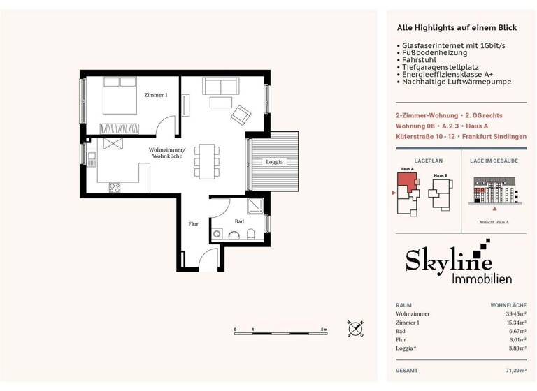 Wohnung zum Kauf 399.000 € 2 Zimmer 71,3 m² 2. Geschoss Küferstr. 10 Sindlingen Frankfurt am Main / Sindlingen 65931