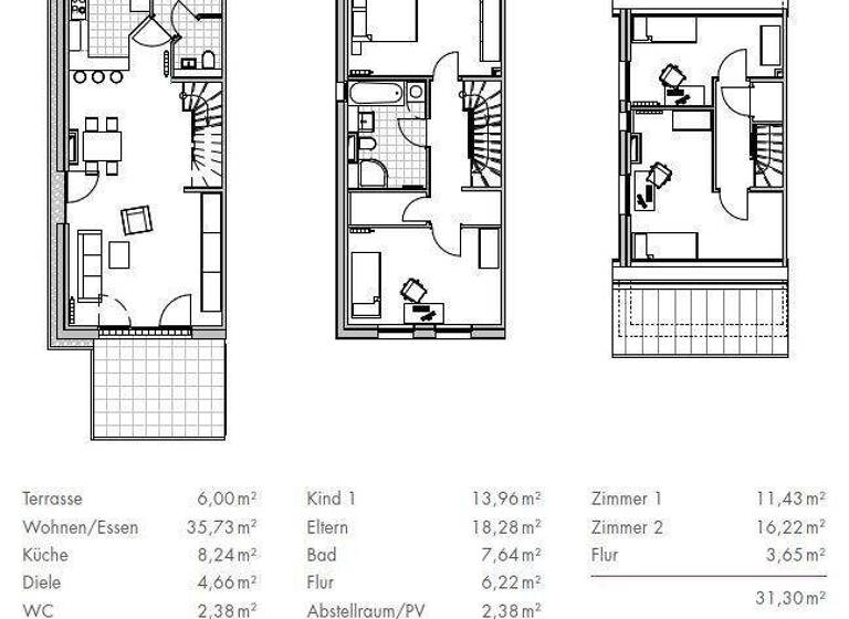 Reihenmittelhaus zum Kauf - Erstbezug 479.900 € 5,5 Zimmer 136 m² 213 m² Grundstück Karlsruher Straße - Coschütz/Gittersee Dresden / Coschütz/Gittersee 01189