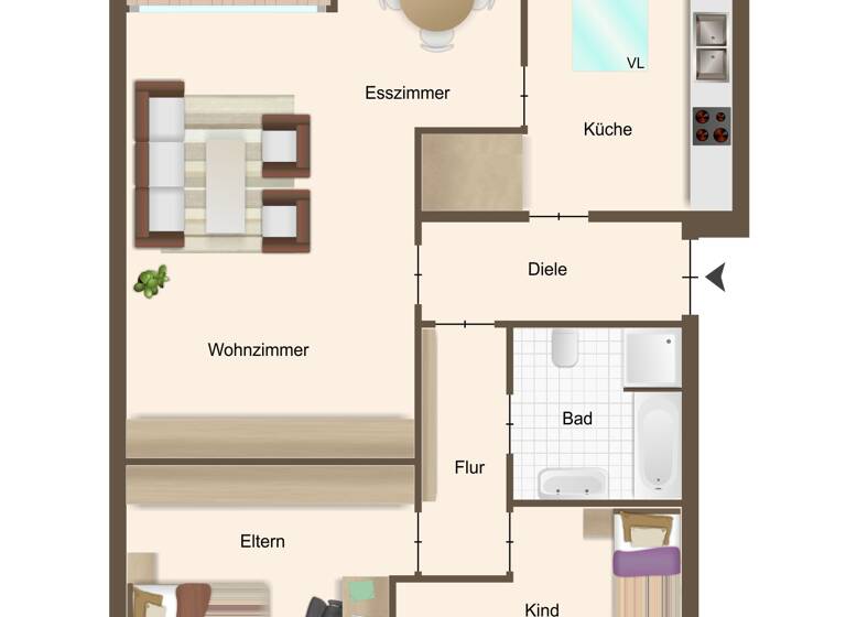 Wohnung zum Kauf 179.000 € 3 Zimmer 79 m²<br/>Wohnfläche Dachgeschoss<br/>Geschoss Bad Iburg Bad Iburg 49186