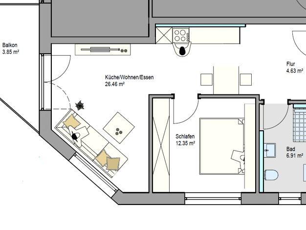 Wohnung zum Kauf - Neubau provisionsfrei 377.800 € 2 Zimmer 52,8 m² Friedrichshafen Friedrichshafen 88045