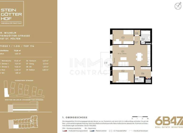 Wohnung zum Kauf - Erstbezug provisionsfrei 243.900 € 3 Zimmer 72,3 m² Teufelhof St. Pölten 3100