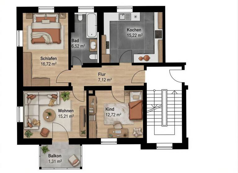 Wohnung zum Kauf 239.000 € 3 Zimmer 74,8 m² Lechhausen Augsburg / Lechhausen 86165