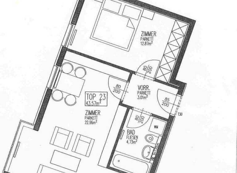 Wohnung zur Miete 741 € 2 Zimmer 43,6 m² 5. Geschoss frei ab sofort Teschnergasse Wien 1180