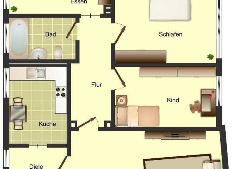 Wohnung zur Miete 689 € 4 Zimmer 85 m² 2. Geschoss Danziger Straße 4 Bocholt 46397