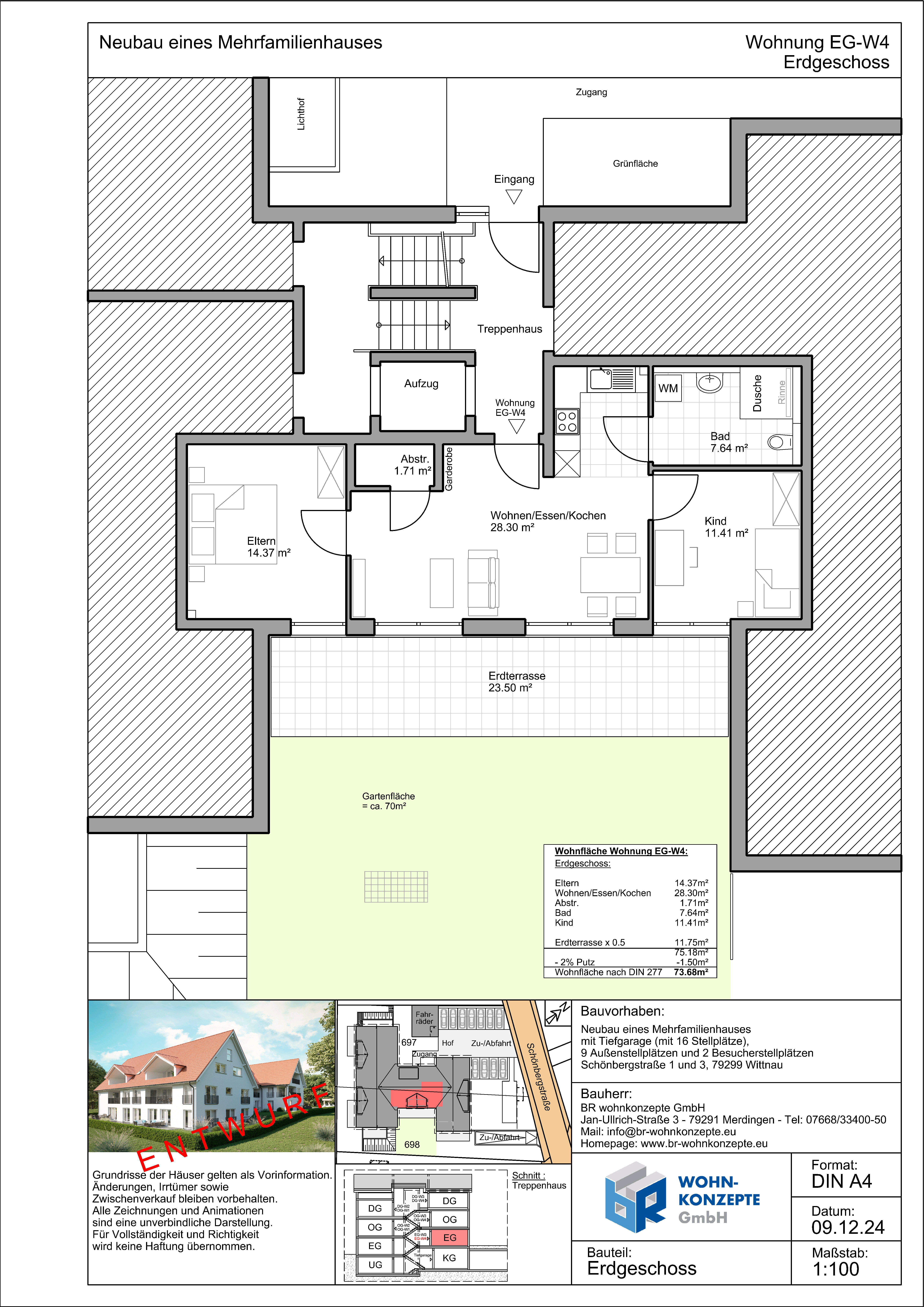 Wohnung zum Kauf provisionsfrei 495.000 € 3 Zimmer 73,5 m²<br/>Wohnfläche EG<br/>Geschoss Schönbergstraße Wittnau 79299