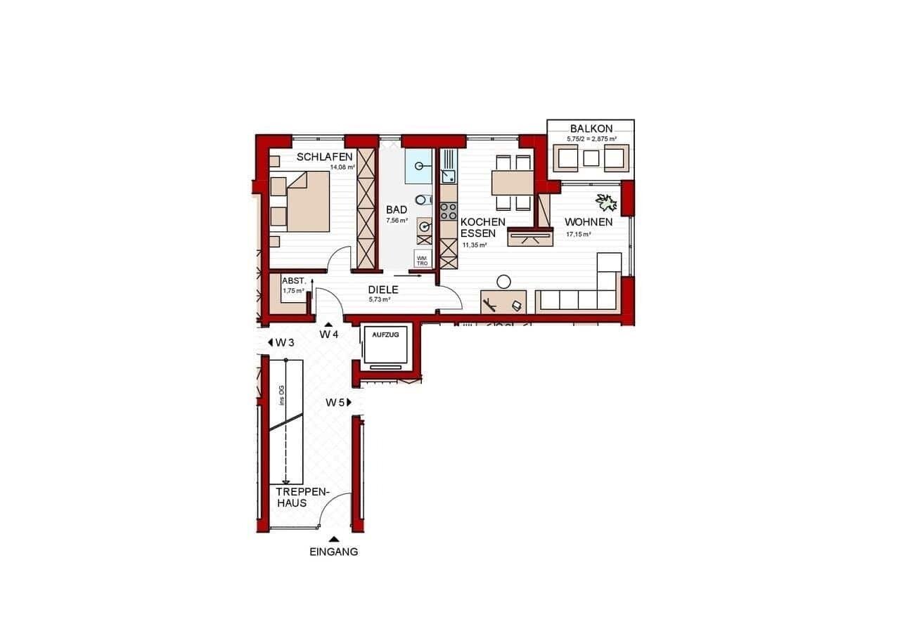 Wohnung zum Kauf 265.000 € 2 Zimmer 62 m²<br/>Wohnfläche Haßfurt Haßfurt 97437