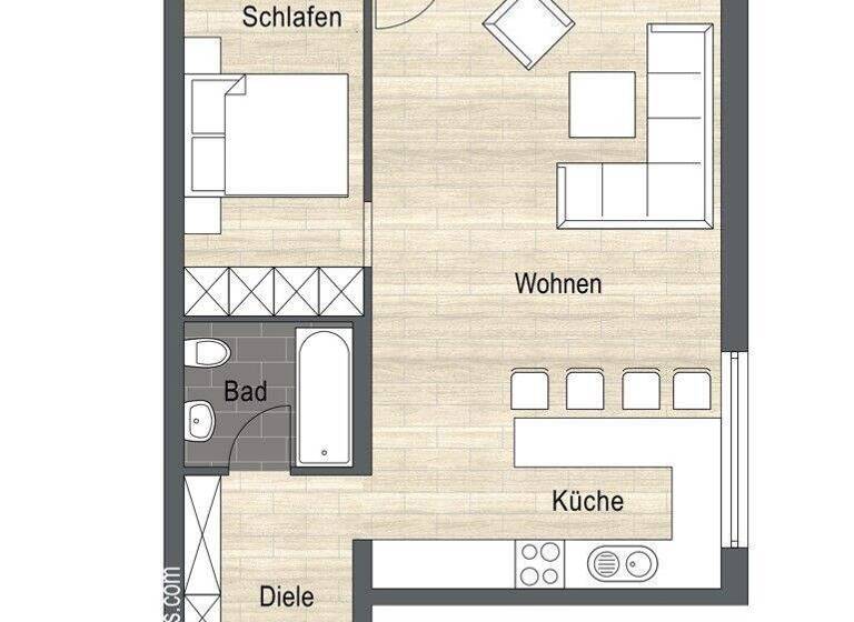 Wohnung zum Kauf 229.000 € 1,5 Zimmer 60 m² EG Flein 74223