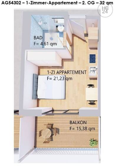 Wohnung zur Miete Wohnen auf Zeit 740 € 1 Zimmer 32 m² frei ab 25.08.2025 Kaufbeuren Kaufbeuren 87600