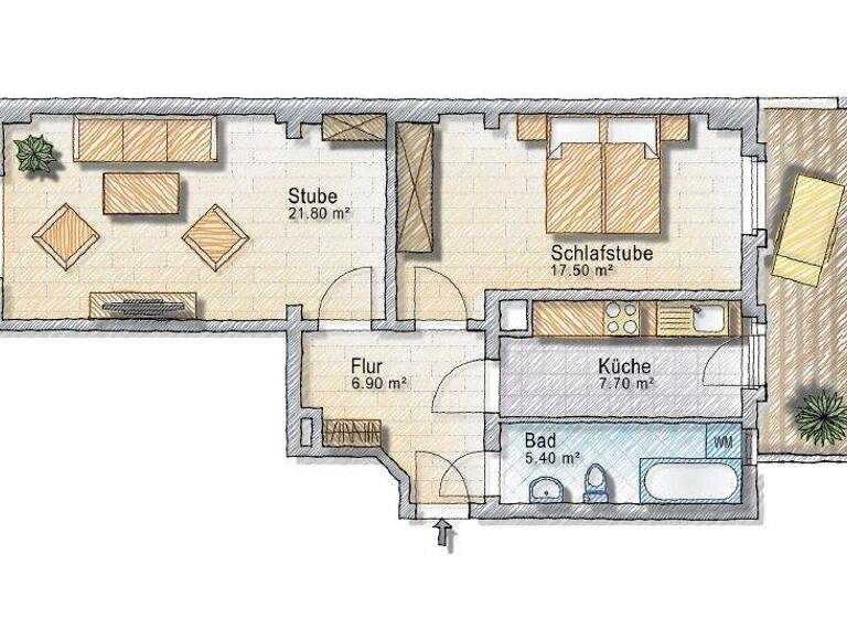 Wohnung zur Miete 550 € 2 Zimmer 63 m² 1. Geschoss frei ab sofort Kaditz Dresden 01139