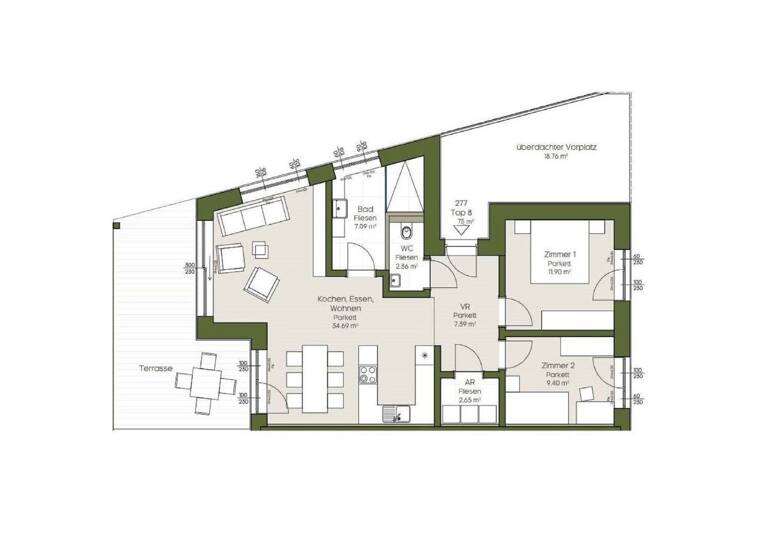 Wohnung zum Kauf - Erstbezug 354.000 € 3 Zimmer 75 m² Platscherstraße Ehrenhausen 8461
