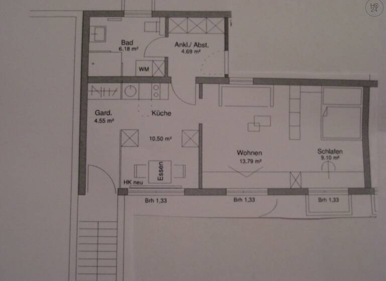 Wohnung zur Miete auf Zeit 995 € 2 Zimmer 50 m² frei ab sofort Freiberg Stuttgart 70437