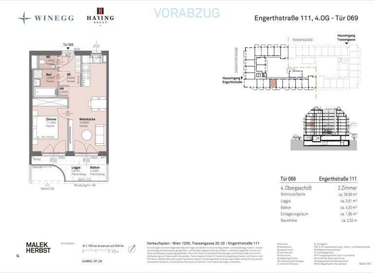 Wohnung zum Kauf - Erstbezug 298.200 € 2 Zimmer 39,9 m² 4. Geschoss Traisengasse 20-22 Wien 1200