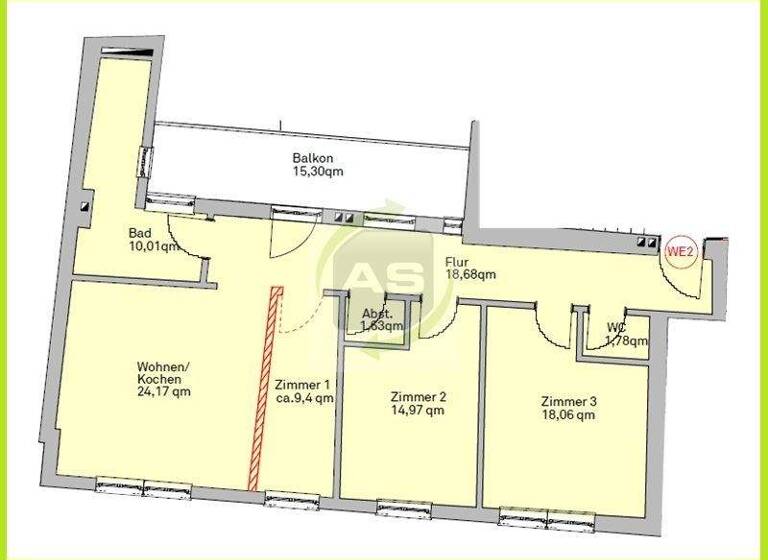 Wohnung zur Miete 749 € 4 Zimmer 102,5 m² 2. Geschoss Marienplatz 12 Innenstadt Zwickau 08056
