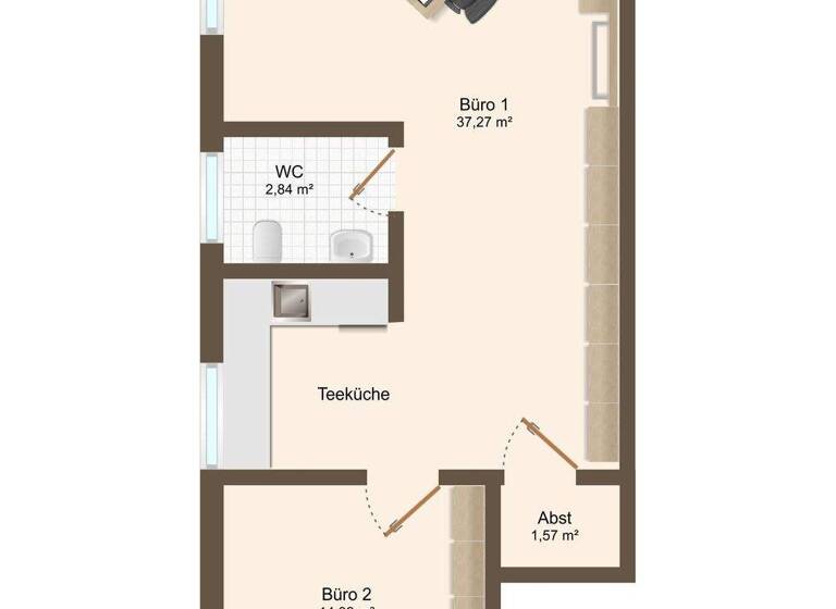 Bürofläche zur Miete 689 € 2,5 Zimmer 53 m² Bürofläche Wehringen 86517
