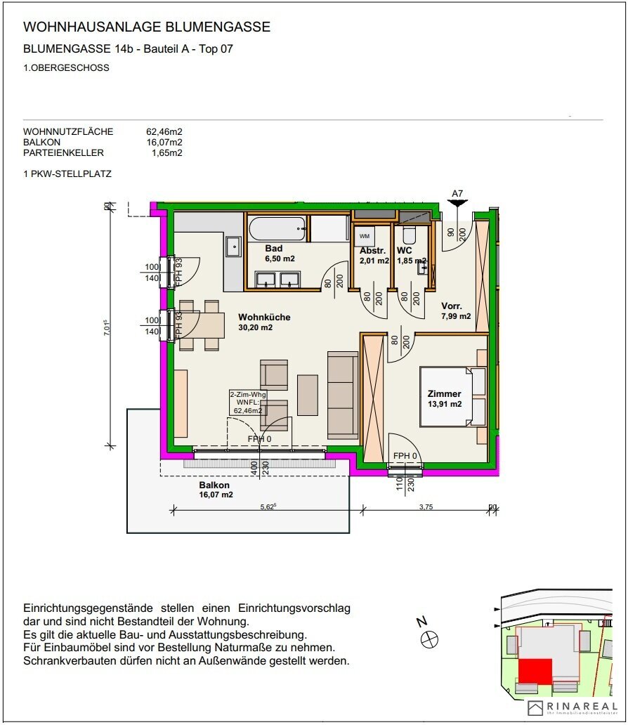 Terrassenwohnung zur Miete 778 € 2 Zimmer 62,5 m²<br/>Wohnfläche 1.<br/>Geschoss 01.12.2024<br/>Verfügbarkeit Wiener Neustadt 2700