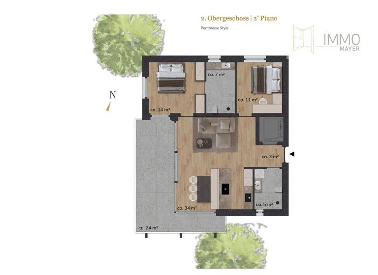 Penthouse zum Kauf 3 Zimmer 75 m² 2. Geschoss Schenna 39017