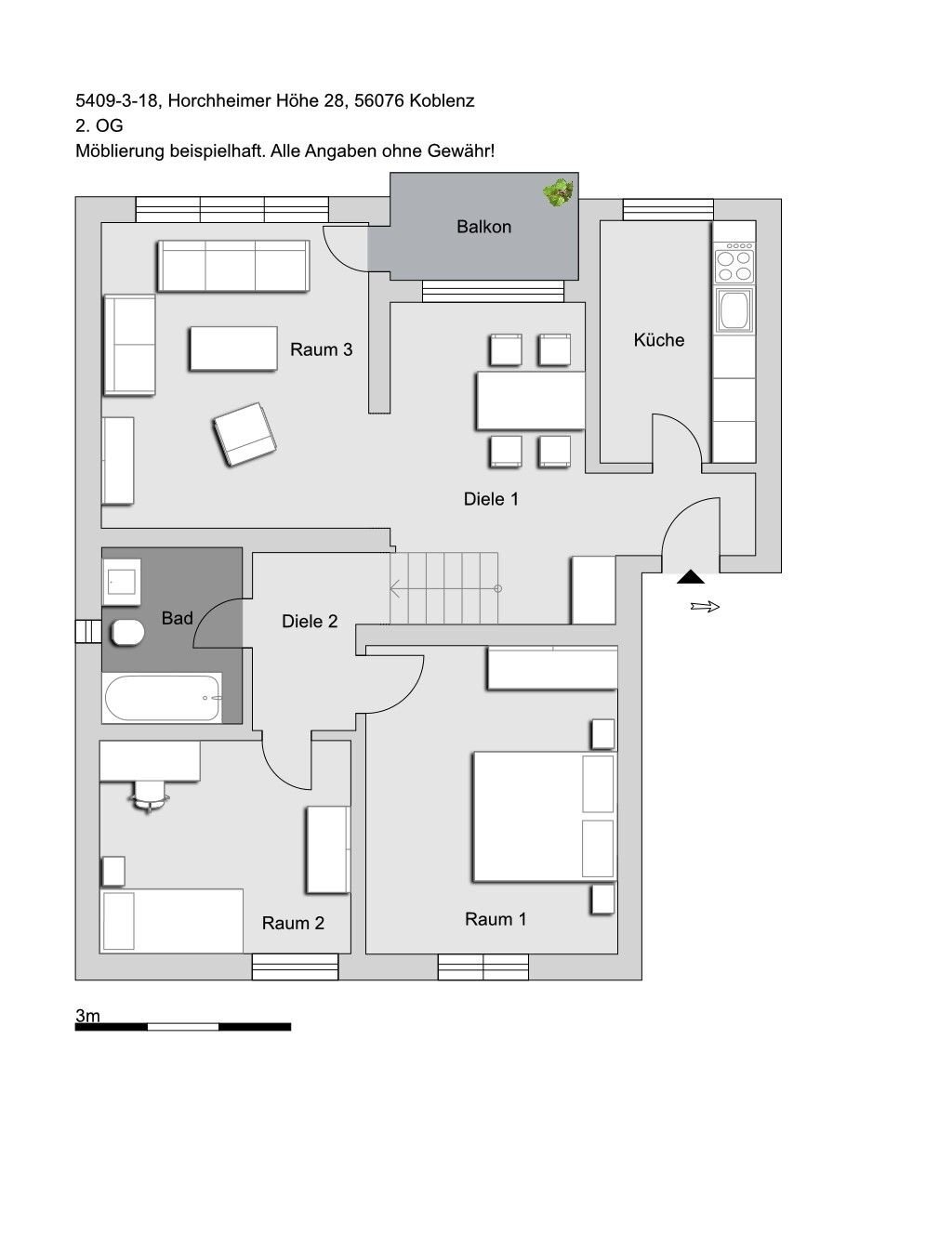 Wohnung zur Miete 755 € 3 Zimmer 78,7 m²<br/>Wohnfläche 2.<br/>Geschoss ab sofort<br/>Verfügbarkeit Horchheimer Höhe 28 Horchheimer Höhe 2 Koblenz 56076