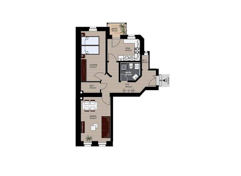 Wohnung zum Kauf provisionsfrei 163.000 € 2 Zimmer 60,9 m² EG Schönefeld-Abtnaundorf Leipzig 04347