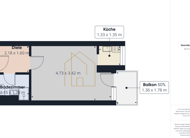 Studio zum Kauf 80.000 € 1 Zimmer 24,4 m² Haidenhof-Nord Passau 94036