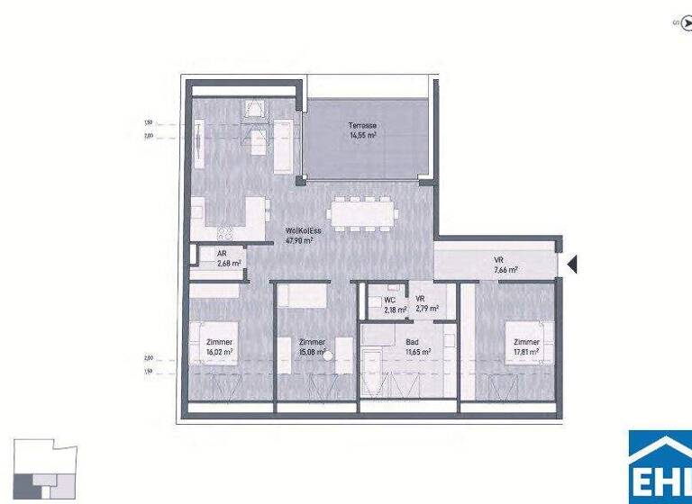 Wohnung zum Kauf - Erstbezug 737.255 € 4 Zimmer 123,8 m² 5. Geschoss Eggenberg Graz 8020