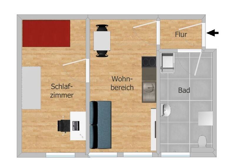 Wohnung zum Kauf 189.500 € 2 Zimmer 33 m²<br/>Wohnfläche 2.<br/>Geschoss Wöhrd Nürnberg 90489