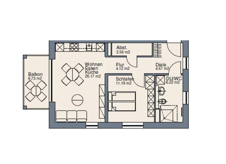 Wohnung zum Kauf provisionsfrei 361.400 € 2 Zimmer 52 m² Römerschanze Reutlingen 72760