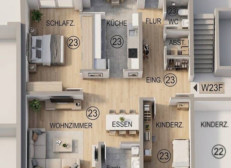 Wohnung zum Kauf 429.000 € 3 Zimmer 85 m² 3. Geschoss Waldhäuser-Ost Tübingen / Waldhausen 72076