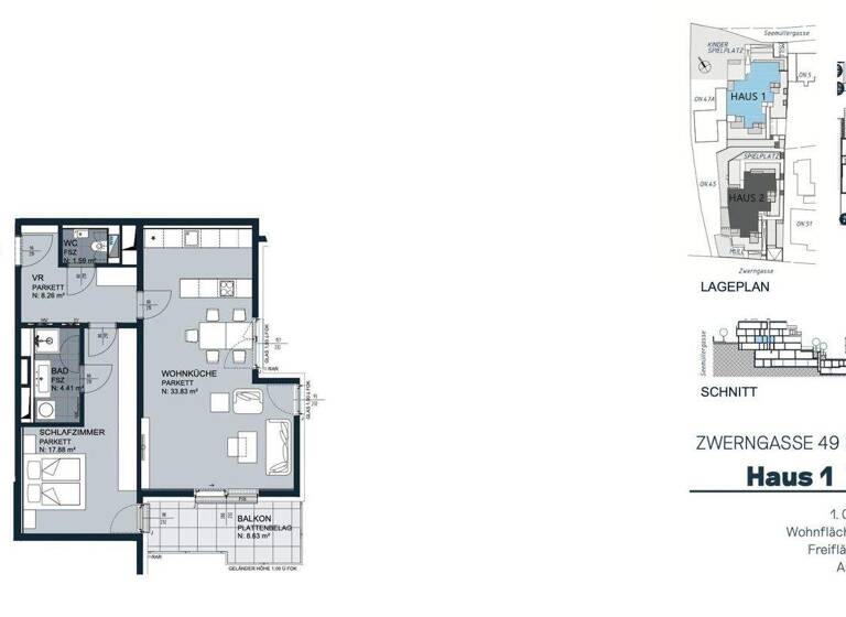 Terrassenwohnung zum Kauf - Erstbezug 646.989 € 2 Zimmer 66,3 m² Zwerngasse Wien 1170