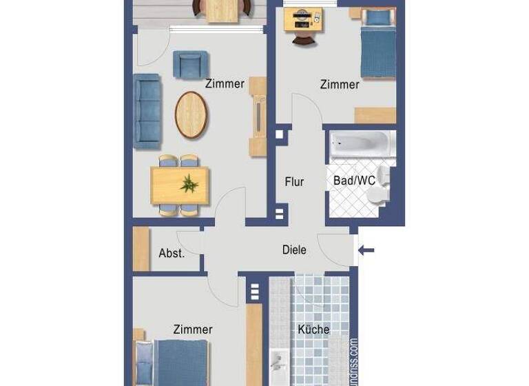 Wohnung zum Kauf provisionsfrei 95.000 € 3 Zimmer 67,3 m² 3. Geschoss Holtkamp 60 Ückendorf Gelsenkirchen 45886