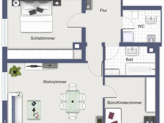 Wohnung zur Miete 1.200 € 3 Zimmer 82 m² 2. Geschoss Mitte Mitte 70180