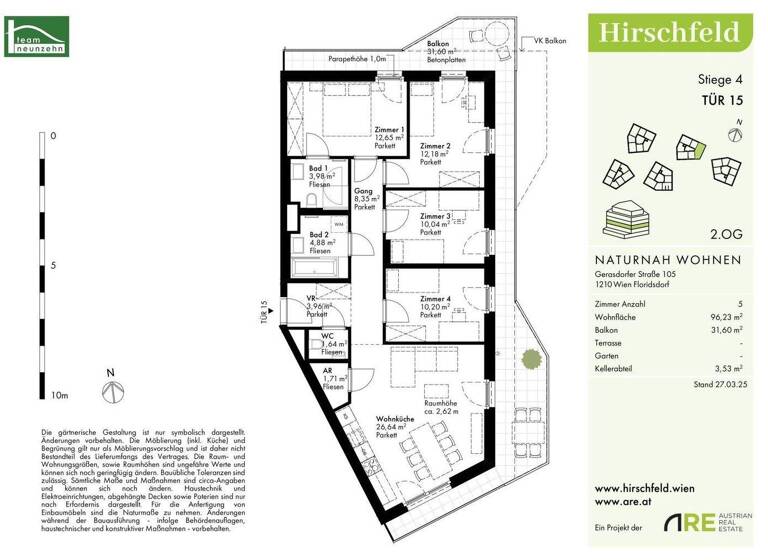 Wohnung zum Kauf - Erstbezug provisionsfrei 529.000 € 5 Zimmer 96,2 m² 2. Geschoss Gerasdorfer Straße 105 Wien 1210