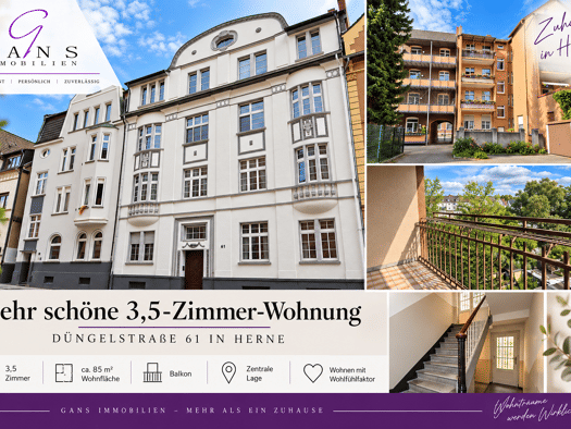 Wohnung zur Miete 553 € 3,5 Zimmer 85 m² Geschoss 3/3 frei ab sofort Düngelstraße 59 Herne-Mitte Herne 44623