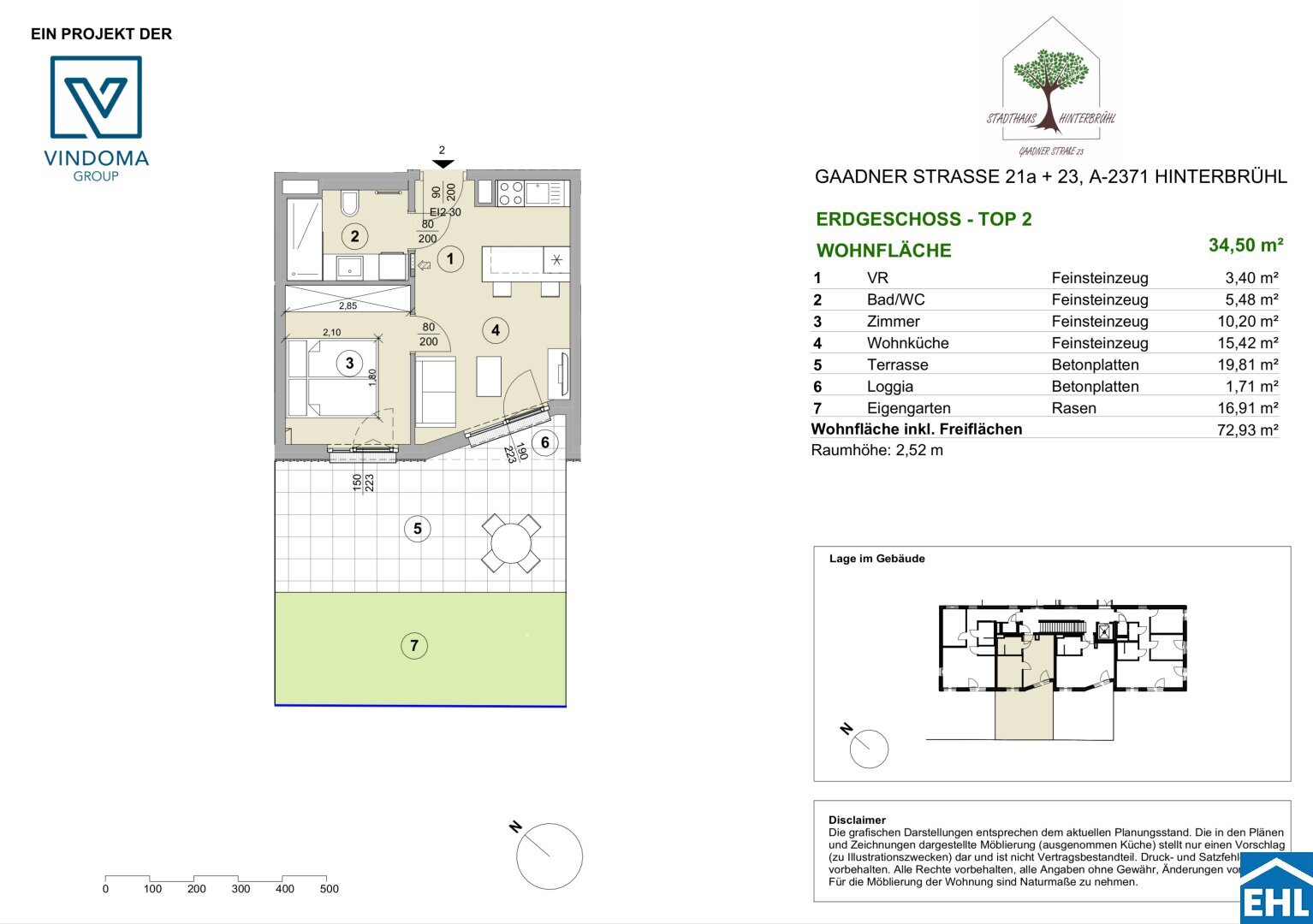 Wohnung zum Kauf 2 Zimmer 34,5 m²<br/>Wohnfläche EG<br/>Geschoss Gaadner Straße Hinterbrühl 2371