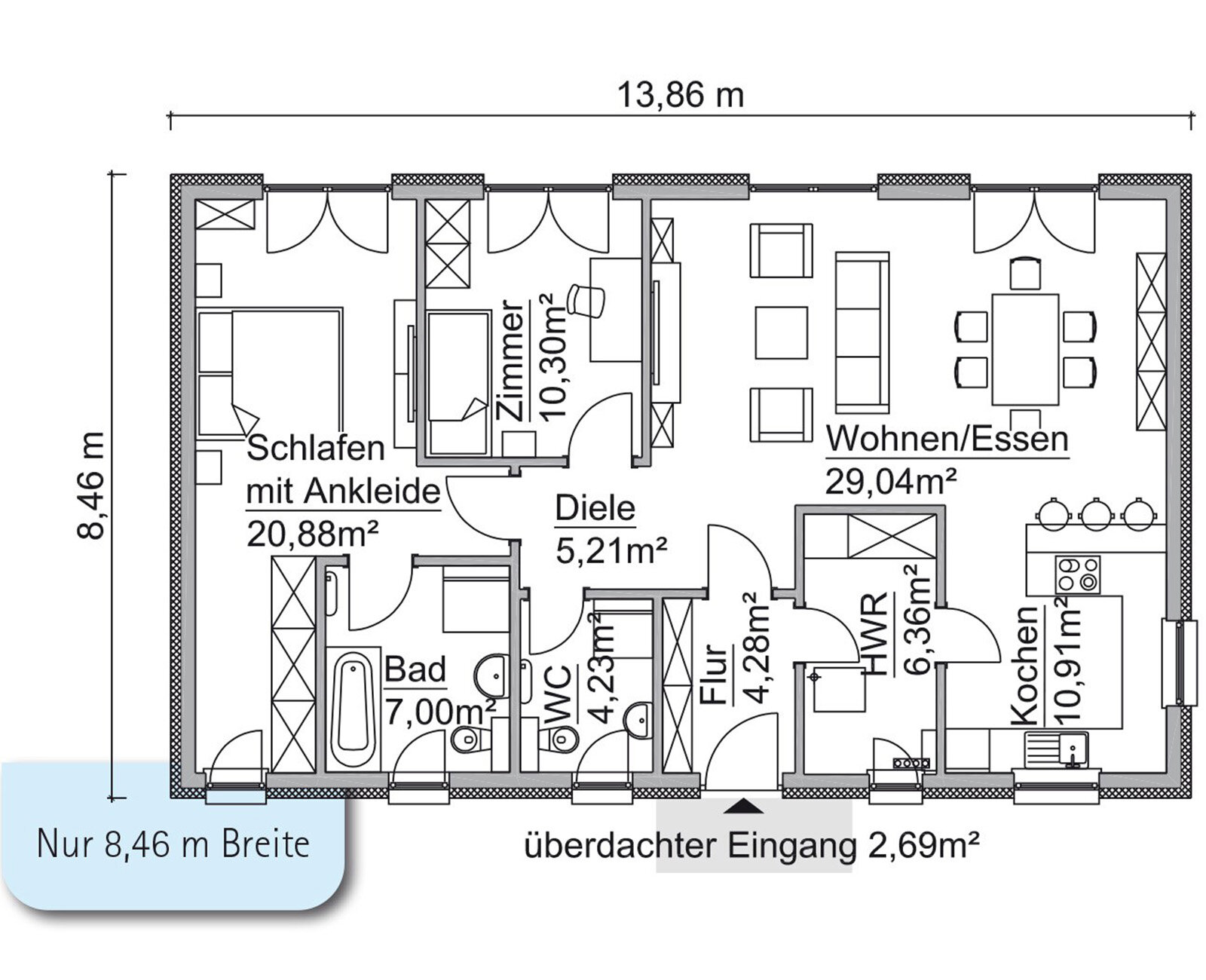 Bungalow zum Kauf 99.900 € 4 Zimmer 98 m²<br/>Wohnfläche 499 m²<br/>Grundstück Senzig Königs Wusterhausen 15712