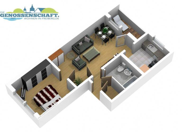 Wohnung zur Miete 329 € 2 Zimmer 44,9 m² 2. Geschoss Tschaikowskistraße 51 Freiberg 09599