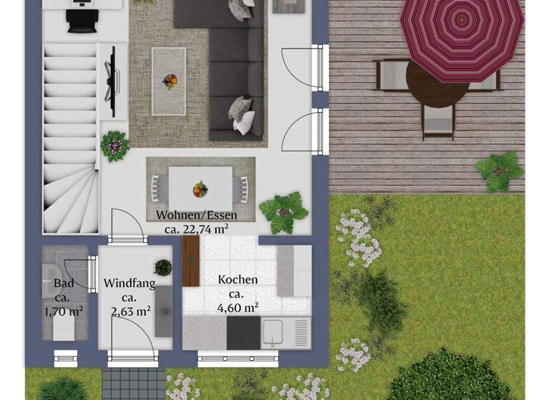 Doppelhaushälfte zur Miete 855 € 3,5 Zimmer 90 m² 100 m² Grundstück Großschwabhausen 99441